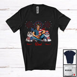 MacnyStore - Personalized Dad With Two Custom Name Cat, Amazing 4th Of July Fireworks Patriotic T-Shirt