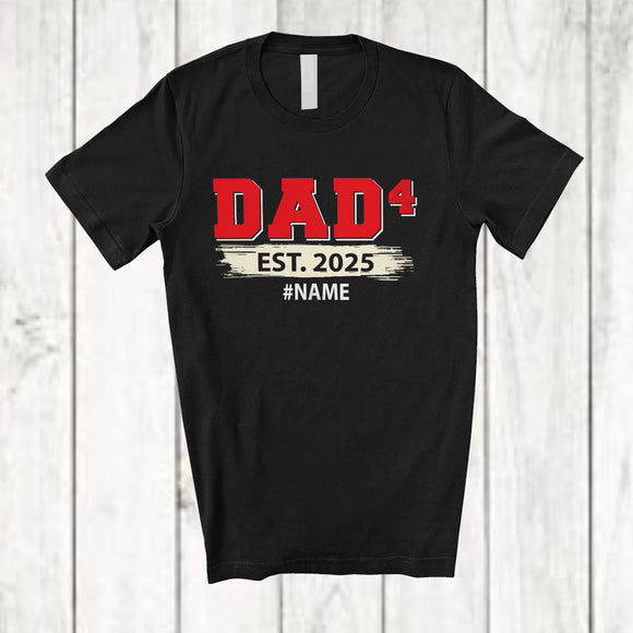 MacnyStore - Personalized Dad4 Est 2025; Amusing Father's Day Dad Of Four Math; Custom Name Family T-Shirt