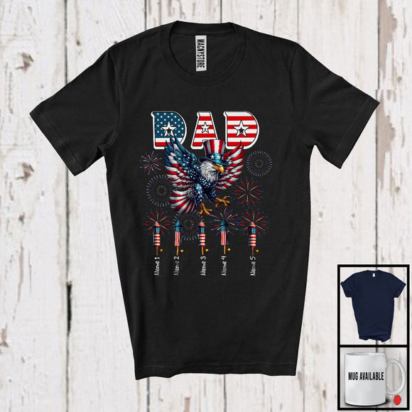 MacnyStore - Personalized Dad, Amazing 4th Of July Custom Name Children, Eagle USA Flag Patriotic T-Shirt