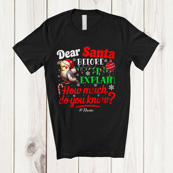 MacnyStore - Personalized Dear Santa How Much Do You Know; Lovely Christmas Custom Name Santa Cockatiel T-Shirt