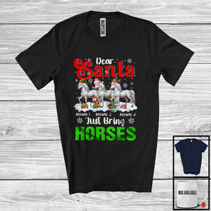 MacnyStore - Personalized Dear Santa Just Bring Horses; Lovely Christmas Custom Name Farm Farmer T-Shirt