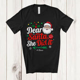 MacnyStore - Personalized Dear Santa She Did It; Amazing Christmas Santa Face; Custom Name Naughty Couple T-Shirt