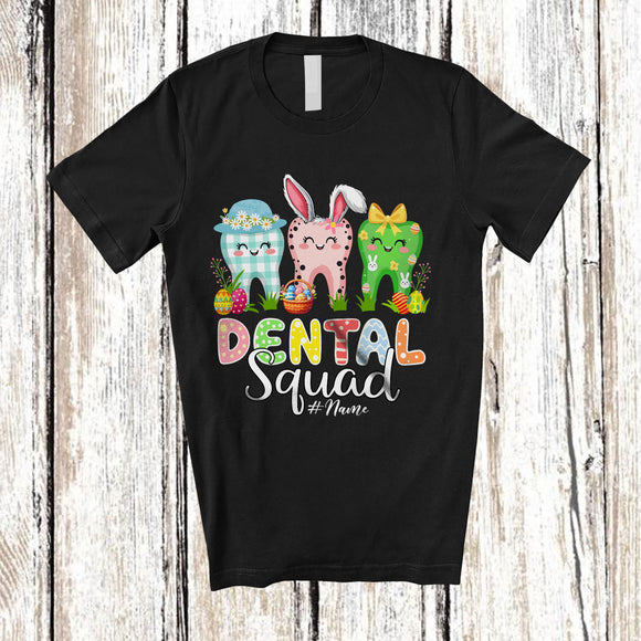 MacnyStore - Personalized Dental Squad; Adorable Easter Day Three Tooth Bunny; Custom Name Dental Group T-Shirt