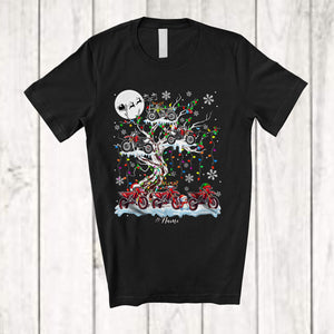 MacnyStore - Personalized Dirt Bike On Christmas Tree; Amusing X-mas Lights Custom Name Dirt Bike Biker T-Shirt