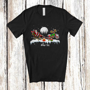 MacnyStore - Personalized Dirt Bike Sledding Santa Sleigh; Amusing Christmas Sweater Custom Name Biker Rider T-Shirt