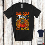 MacnyStore - Personalized Disc Golf Turkey Nap Repeat, Joyful Thanksgiving Fall Leaves, Custom Name Sport Player T-Shirt