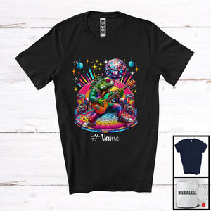 MacnyStore - Personalized Disco Iguana Playing Guitar; Joyful Custom Name Guitarist Iguana; Music Lover T-Shirt