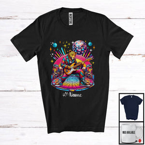 MacnyStore - Personalized Disco Leopard Playing Guitar; Joyful Custom Name Guitarist Leopard; Music Lover T-Shirt