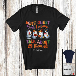 MacnyStore - Personalized Don't Ghost Your Feelings; Lovely Halloween Boo; Custom Name Teacher T-Shirt