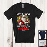 MacnyStore - Personalized Don't Judge Santa In Training; Humorous Christmas Custom Name Bus Driver Santa T-Shirt