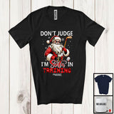 MacnyStore - Personalized Don't Judge Santa In Training; Humorous Christmas Custom Name Golf Santa T-Shirt