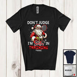 MacnyStore - Personalized Don't Judge Santa In Training; Humorous Christmas Custom Name Tennis Santa T-Shirt