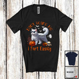 MacnyStore - Personalized Don't Scare Me I Fart Easily; Humorous Halloween Custom Name Cat Lover T-Shirt