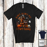 MacnyStore - Personalized Don't Scare Me I Fart Easily; Humorous Halloween Custom Name Dachshund Lover T-Shirt