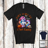 MacnyStore - Personalized Don't Scare Me I Fart Easily; Humorous Halloween Custom Name Unicorn Lover T-Shirt