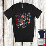 MacnyStore - Personalized Donkey Riding Firecracker, Lovely 4th Of July USA Flag Custom Name, Farm Animal T-Shirt