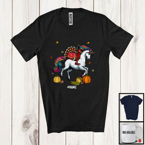 MacnyStore - Personalized Donut Instead; Humorous Thanksgiving Turkey Delivery On Unicorn; Custom Name Family T-Shirt