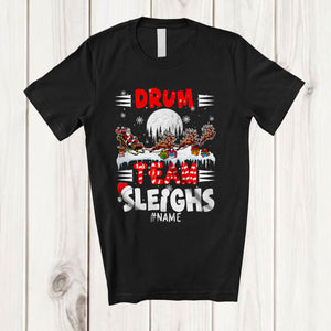 MacnyStore - Personalized Drum Team Sleighs; Joyful Christmas Santa Sled Reindeer; Custom Name Jobs T-Shirt