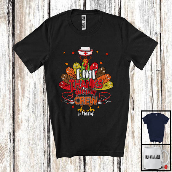 MacnyStore - Personalized EMT Thanksgiving Crew; Amazing Thanksgiving Turkey Tail; Custom Name Nurse T-Shirt