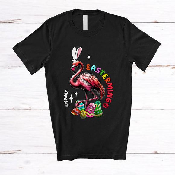 MacnyStore - Personalized EasterMingo; Joyful Easter Bunny Flamingo; Custom Name Girl Women Family T-Shirt