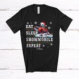 MacnyStore - Personalized Eat Sleep Snowmobile Repeat; Amazing Christmas Custom Name Santa Snowmobile Helmet Player T-Shirt