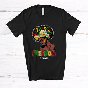 MacnyStore - Personalized Education Freedom; Proud Black History Month Book As Brain; Custom Name Women Afro T-Shirt