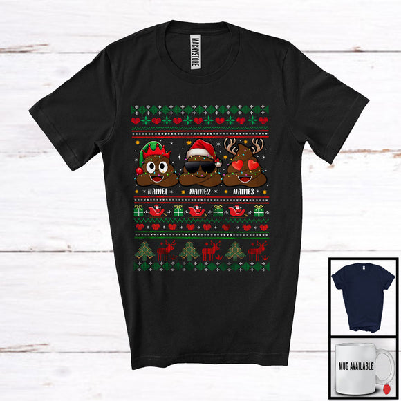 MacnyStore - Personalized Elf Santa Reindeer Poops; Lovely Christmas Lights Custom Name Family; Sweater T-Shirt