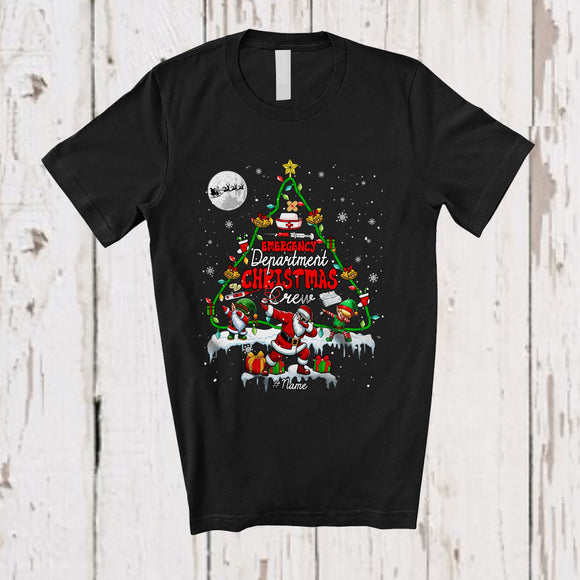 MacnyStore - Personalized Emergency Department Christmas; Amusing Dabbing Santa Elf Gnome; Custom Name Nurse T-Shirt