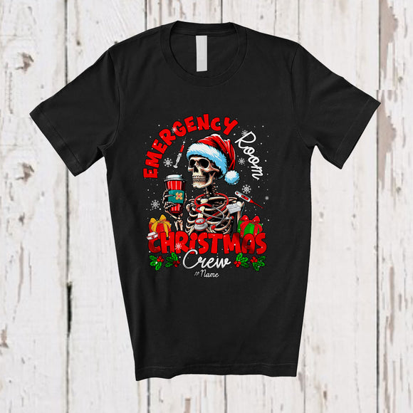 MacnyStore - Personalized Emergency Room Christmas Crew; Scary Santa Skeleton Coffee; Custom Name Nurse T-Shirt