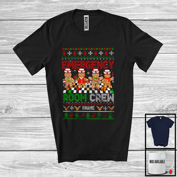 MacnyStore - Personalized Emergency Room Crew; Amusing Christmas Sweater Gingerbreads; Custom Name Nurse T-Shirt