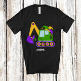 MacnyStore - Personalized Excavator Mardi Gras Jester Hat; Amazing Mardi Gras Boys Custom Name Excavator Driver T-Shirt