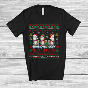 MacnyStore - Personalized Fa 3La Llama; Lovely Christmas Three Santa Elf Reindeer Llama; Sweater Family T-Shirt