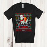 MacnyStore - Personalized Fa La Llama; Joyful Christmas Lights Sweater; Custom Name Santa Llama T-Shirt