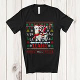 MacnyStore - Personalized Fa La Llama; Joyful Christmas Sweater; Custom Name Santa Sloth Dabbing On Llama T-Shirt