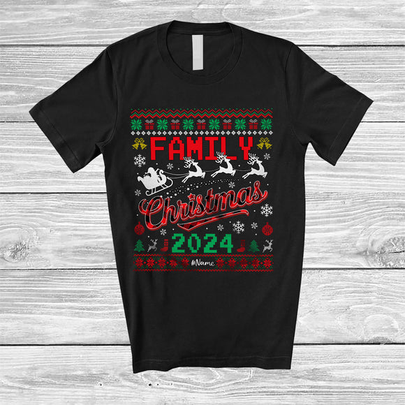 MacnyStore - Personalized Family Christmas 2024; Fantastic X-mas Sweater Plaid Santa; Custom Name Family T-Shirt