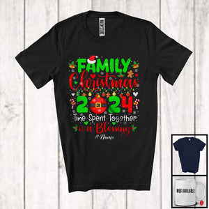 MacnyStore - Personalized Family Christmas 2024; Wonderful X-mas Custom Name Family; Lights Snowing T-Shirt