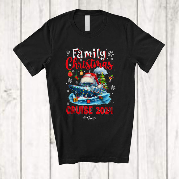 MacnyStore - Personalized Family Christmas Cruise 2024; Fantastic X-mas Santa Cruise Trip ; Custom Name Family T-Shirt