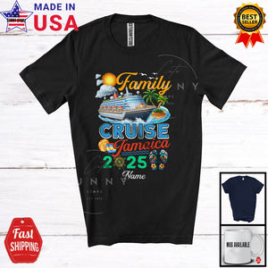 MacnyStore - Personalized Family Cruise Jamaica 2025, Joyful Summer Vacation Custom Name, Cruise Ship Group T-Shirt