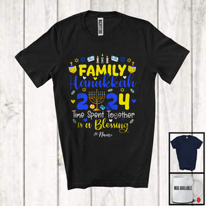 MacnyStore - Personalized Family Hanukkah 2024; Wonderful Chanukah Custom Name Family; Menorah Dreidel T-Shirt