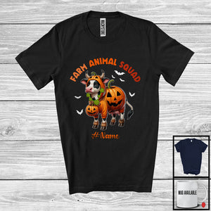 MacnyStore - Personalized Farm Animal Squad; Lovely Halloween Custom Name Cow Pumpkin Cosplay; Farm T-Shirt