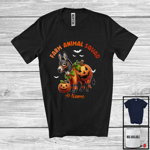 MacnyStore - Personalized Farm Animal Squad; Lovely Halloween Custom Name Donkey Pumpkin Cosplay; Farm T-Shirt