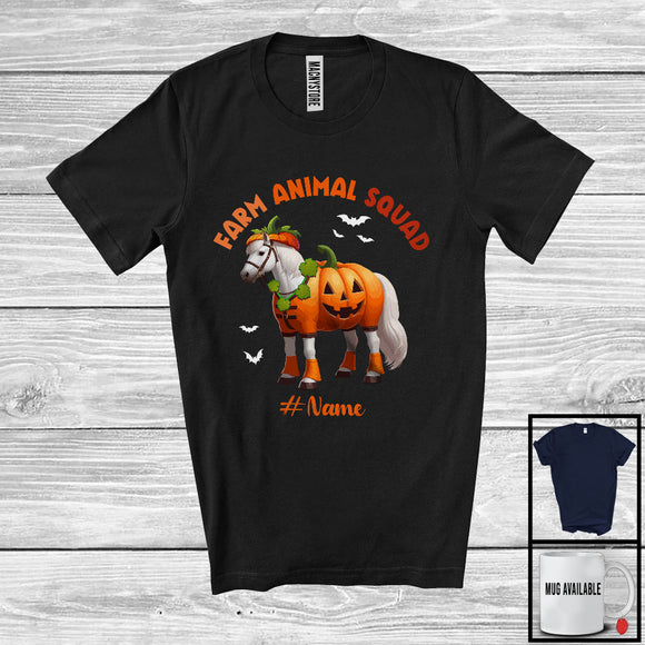 MacnyStore - Personalized Farm Animal Squad; Lovely Halloween Custom Name Horse Pumpkin Cosplay; Farm T-Shirt