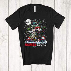 MacnyStore - Personalized Farmer Squad; Amusing Christmas Lights Tractor On X-mas Tree; Farmer Farming T-Shirt