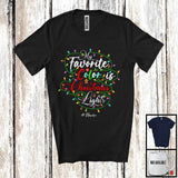 MacnyStore - Personalized Favorite Color Is Christmas Lights; Joyful X-mas Custom Name Family Friends Group T-Shirt