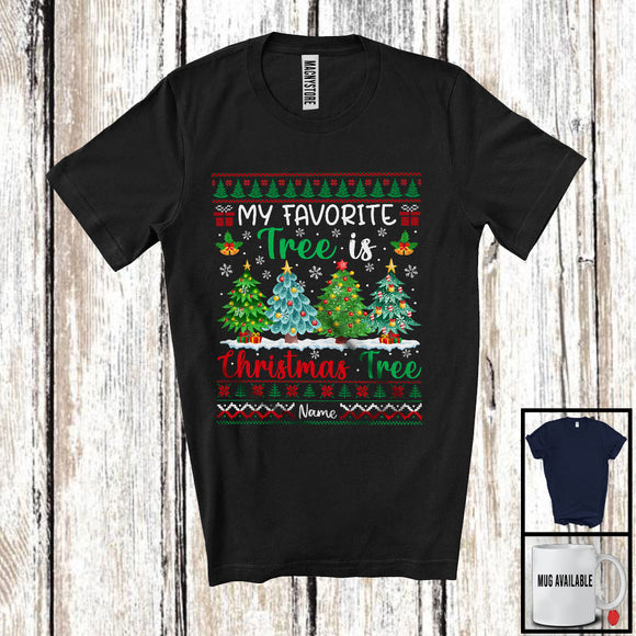 MacnyStore - Personalized Favorite Tree Is Christmas Tree; Joyful X-mas Sweater; Custom Name Family Friends T-Shirt