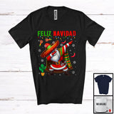 MacnyStore - Personalized Feliz Navidad; Joyful Christmas Dabbing Santa Sombrero; Custom Name Mexican T-Shirt