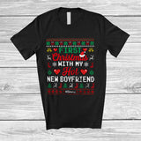 MacnyStore - Personalized First Christmas With My Hot New Boyfriend; Amusing Sweater Custom Name Couple Santa T-Shirt