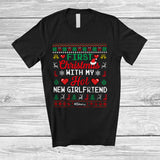 MacnyStore - Personalized First Christmas With My Hot New Girlfriend; Amusing Sweater Custom Name Couple Santa T-Shirt