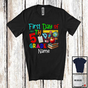 MacnyStore - Personalized First Day Of 5th Grade, Colorful Summer First Day Of School Things Books, Students T-Shirt