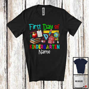 MacnyStore - Personalized First Day Of Kindergarten, Colorful Summer First Day Of School Things Books, Students T-Shirt